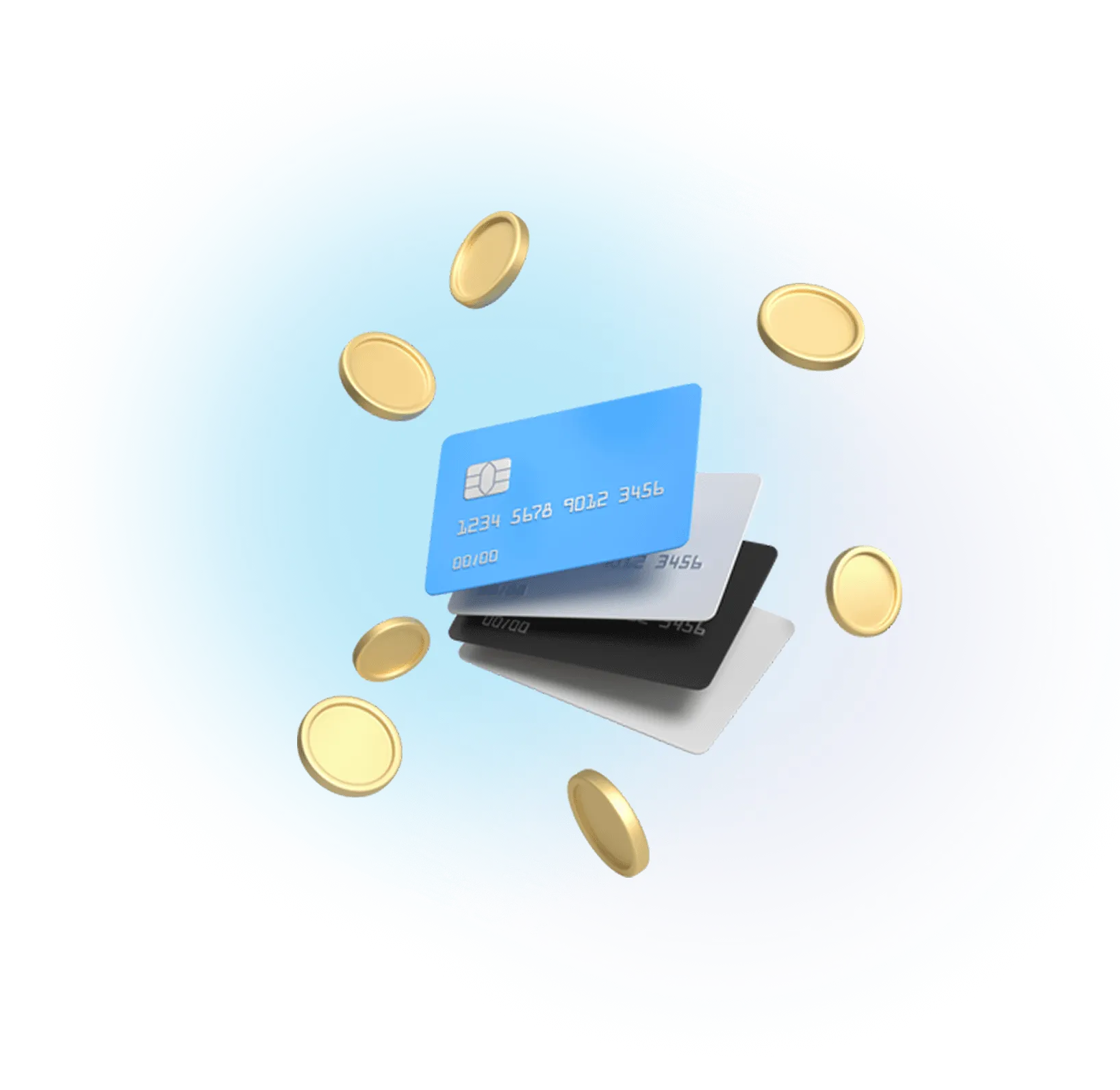 Credit cards and coins